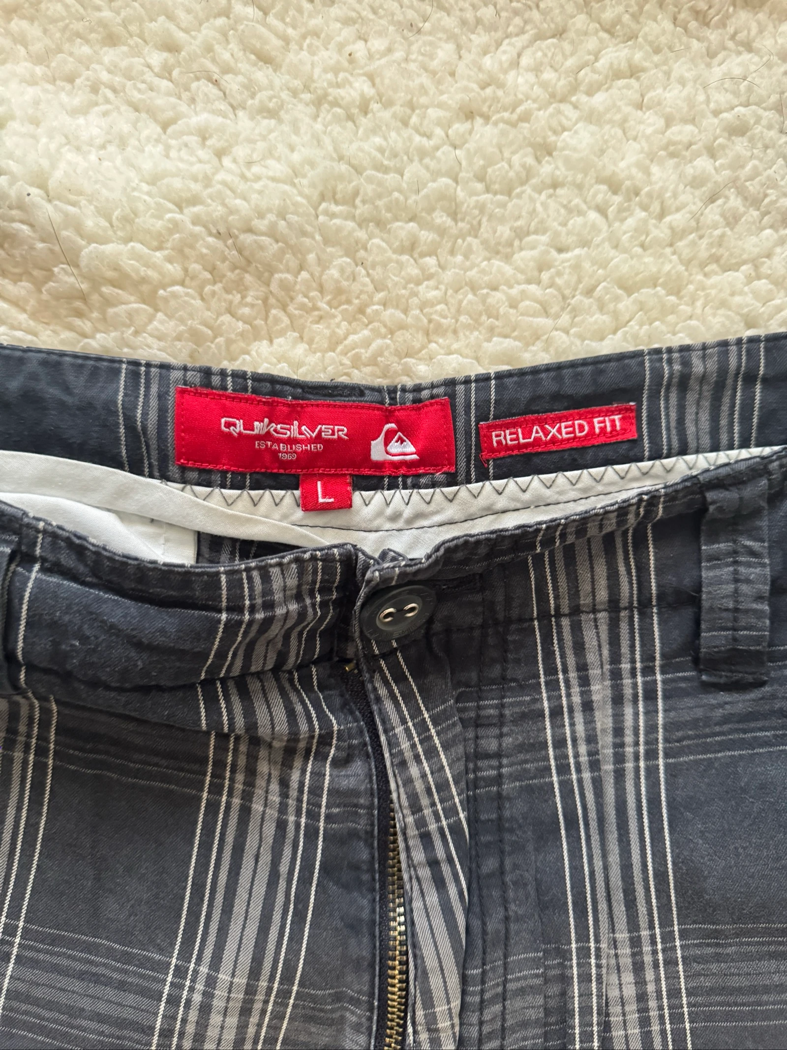 Shorts de Praia Xadrez Quicksilver Cinza Escuro Tamanho L Skate Surf Casual – photo 26